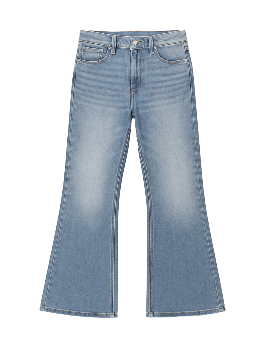 Mist Cloud Washed Baggy Bootcut Jeans