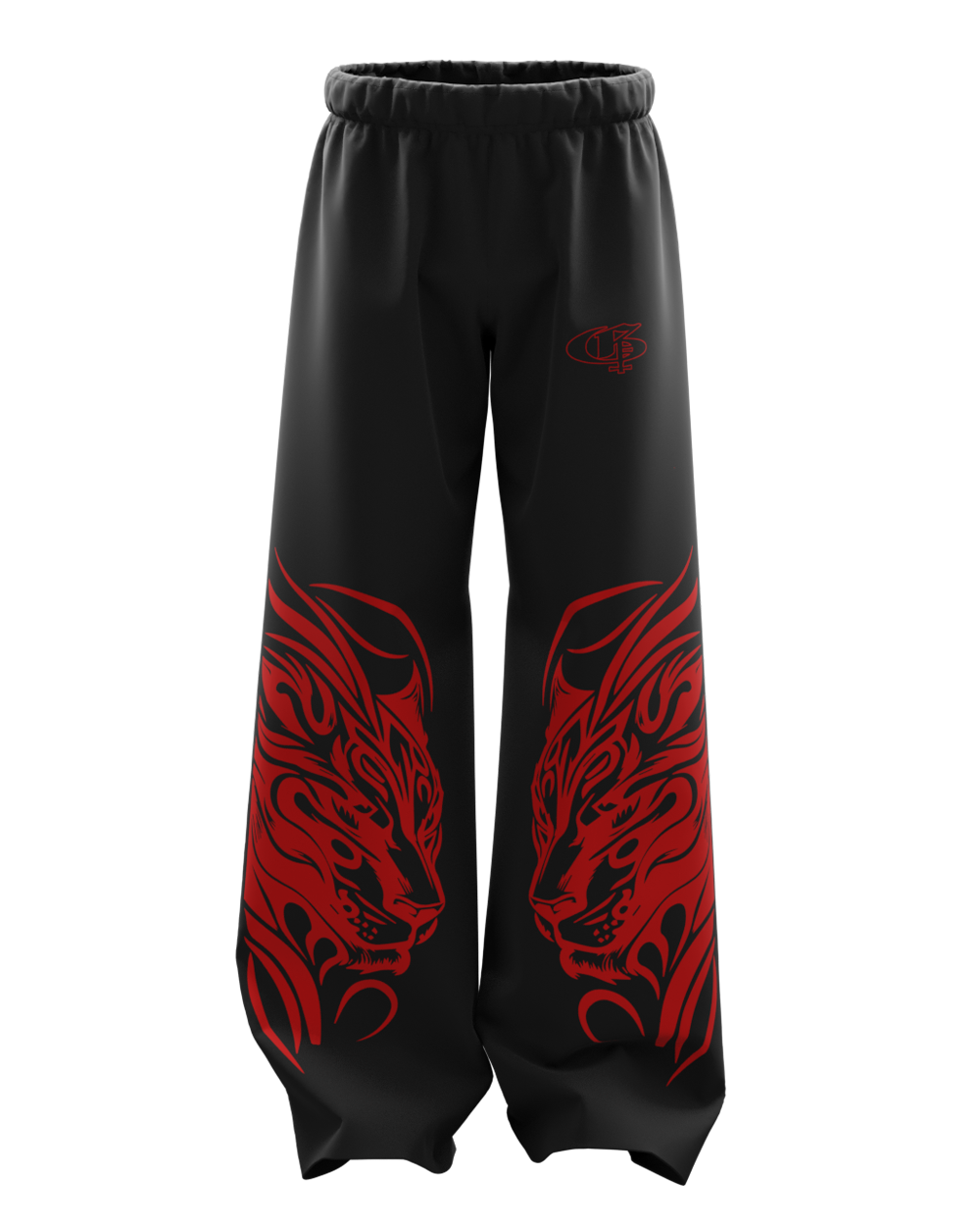 Red Shiro Unisex Straight Fit Baggy Pants