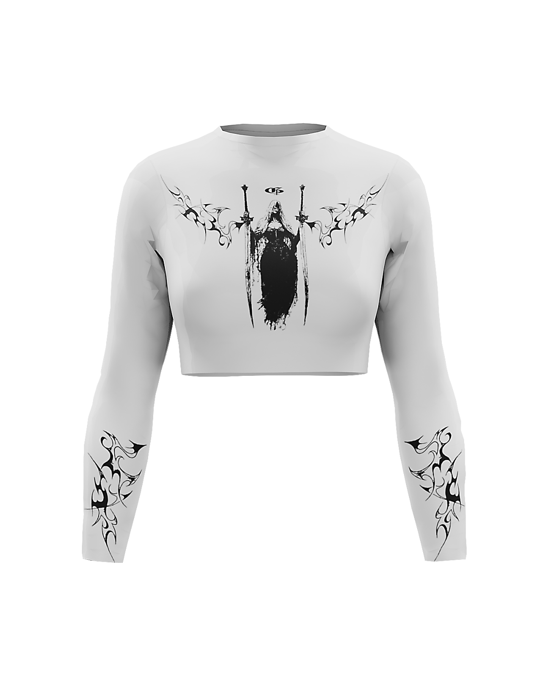 Vespera White Long Sleeve Baby Tee