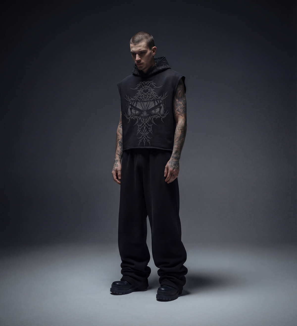 gaze-black-boxy-oversized-sleeveless-hoodie-genrage-4