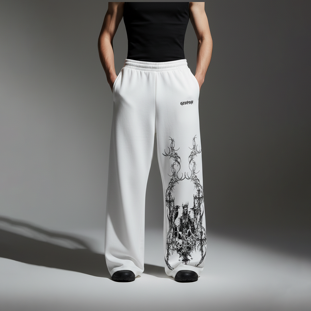 Grim OffWhite Unisex Straight Fit Baggy Pants