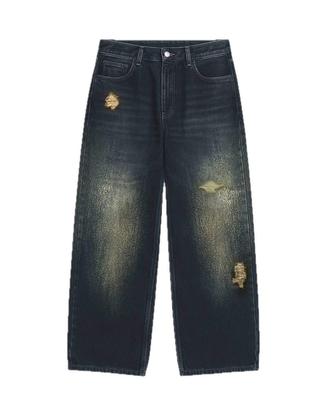 Mud Dyed Washed Baggy Jeans