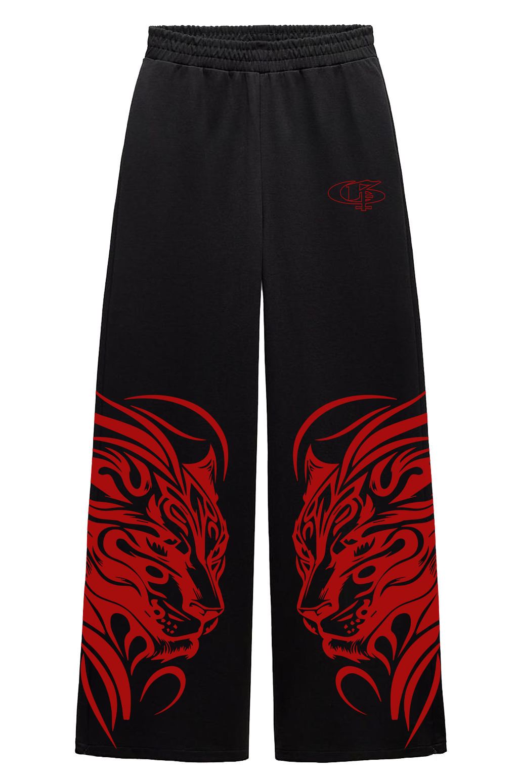Red Shiro Unisex Straight Fit Baggy Pants