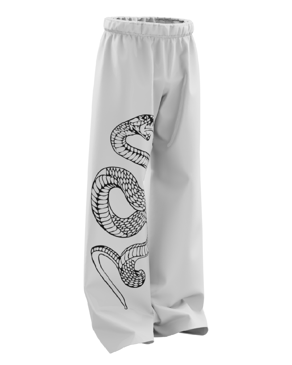 White Pythonic Unisex Straight Fit Baggy Pants