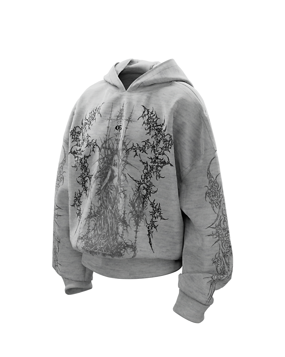 Skorn Grey Boxy Oversized Hoodie