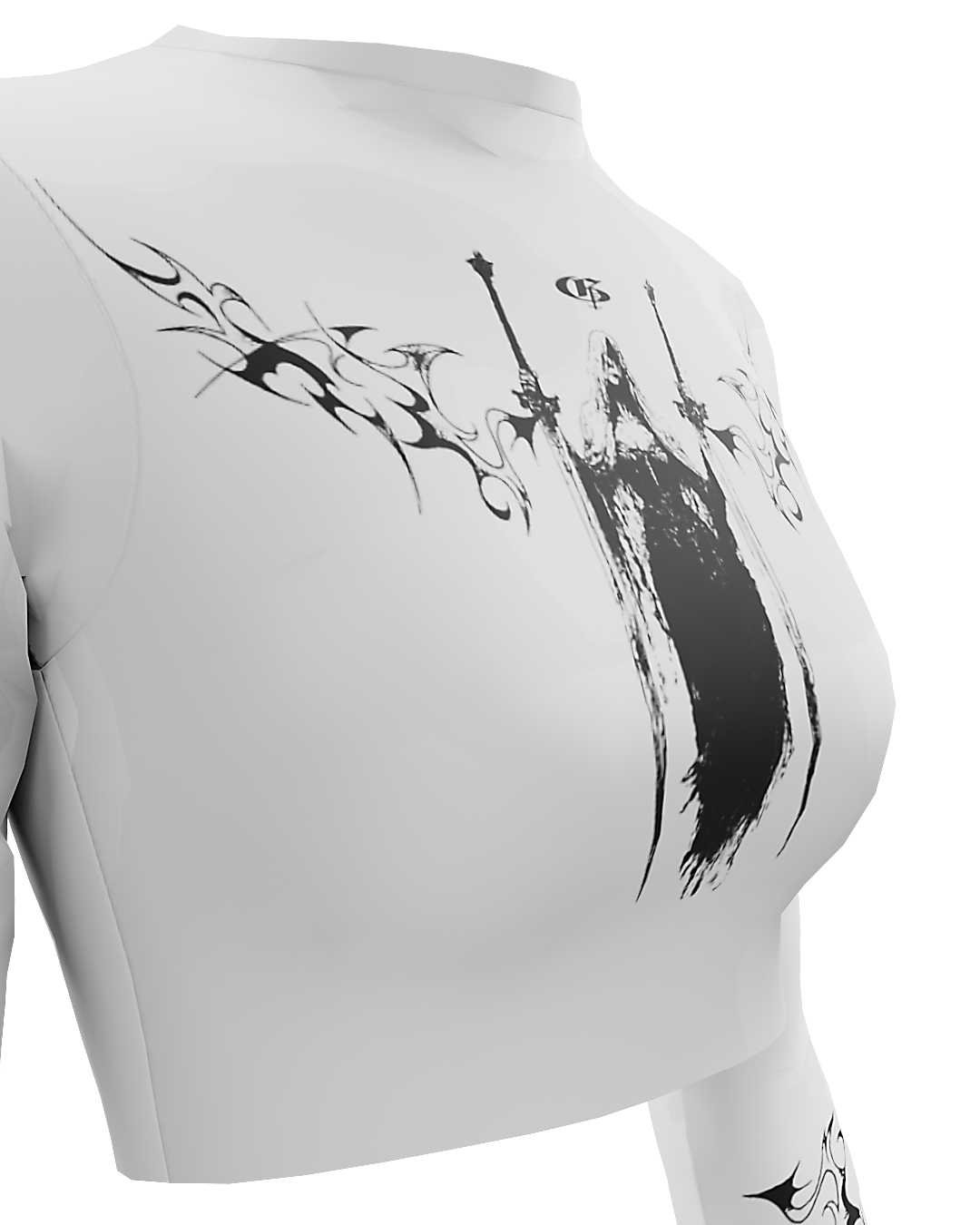 Vespera White Long Sleeve Baby Tee